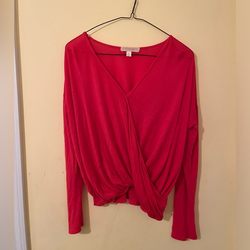 Coral Red Orange Knit Top